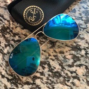 Ray Ban Aviator Sunglasses - Flash Blue 55mm